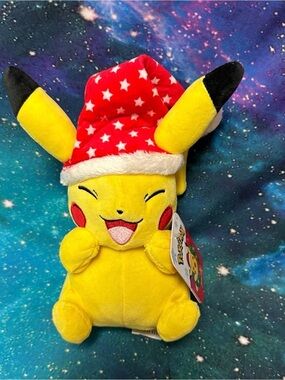 Pokemon Pikachu Plush in Yellow with Red Star Hat